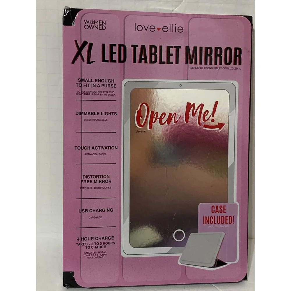 Love Ellie's Megan XL LED Tablet Mirror With Dimmable Lights & Micro USB Cord A8